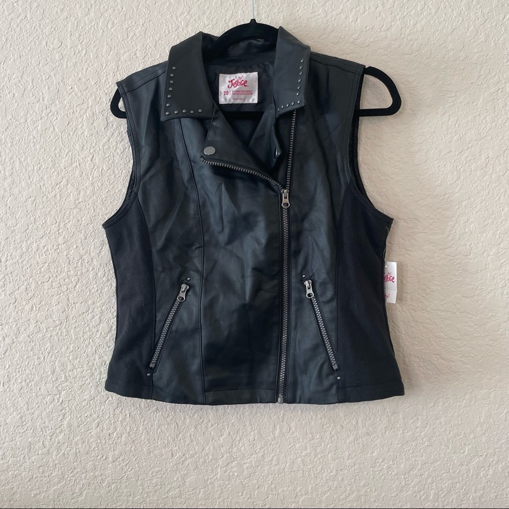 NWT Justice Juniors Vest Biker Vegan Leather | 20